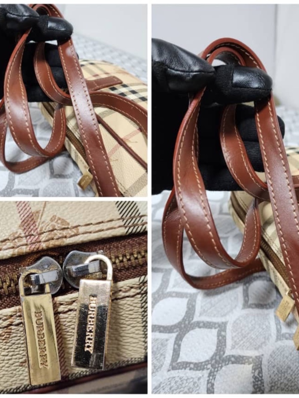 Authentic Burberry Vintage Canvas House Check Pattern Shoulder Bag Beige/Brown - Picture 6 of 11